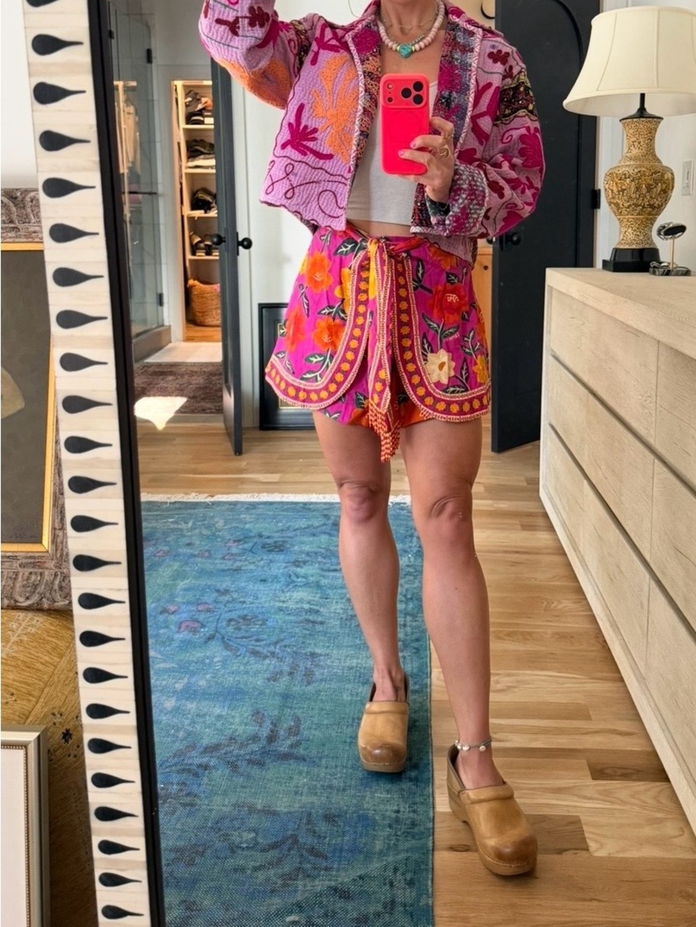 FARM Rio Pink & Orange Floral Tie-Waist Skort